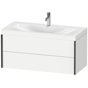 Duravit XViu Waschtisch-Unterschrank XV4616OB218C 100x48cm, 2 Schubkästen, 1 Hahnloch, schwarz matt, Rahmen C, weiß matt