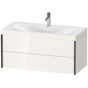 Duravit XViu vasque XV4616OB222C 100x48cm, 2 tiroirs, 2000 , noir mat, Cadres C, blanc brillant