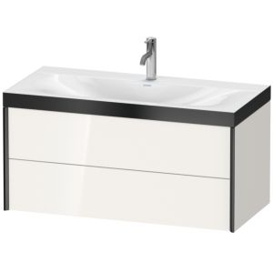Duravit XViu vanity unit XV4616OB222P 100x48cm, 2 drawers, 2000 tap hole, black matt, Rahmen P, white high gloss