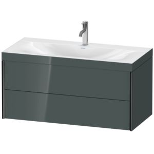 XViu Duravit vasque XV4616OB238C 100x48cm, 2 tiroirs, 2000 , noir mat, Cadres C, gris dolomiti brillant