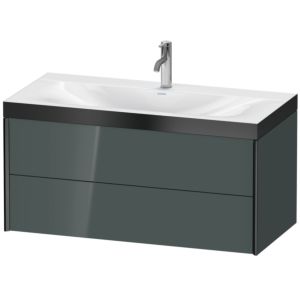 XViu Duravit vasque XV4616OB238P 100x48cm, 2 tiroirs, 2000 , noir mat, Cadres P, gris dolomiti brillant