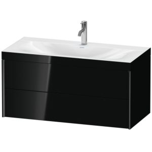 Duravit XViu vanity unit XV4616OB240C 100x48cm, 2 drawers, 2000 tap hole, black matt, Rahmen C, black high gloss