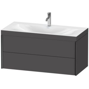 Duravit XViu Waschtisch-Unterschrank XV4616OB249C 100x48cm, 2 Schubkästen, 1 Hahnloch, schwarz matt, Rahmen C, graphit matt