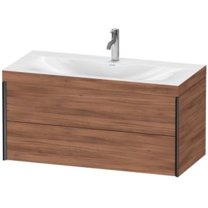 XViu Duravit vasque XV4616OB279C 100x48cm, 2 tiroirs, 2000 , noir mat, Cadres C, noyer naturel
