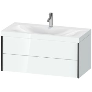 Duravit XViu vanity unit XV4616OB285C 100x48cm, 2 drawers, 2000 tap hole, black matt, Rahmen C, white high gloss