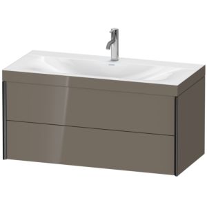 XViu Duravit vasque XV4616OB289C 100x48cm, 2 tiroirs, 2000 , noir mat, Cadres C, gris flanelle brillant