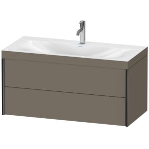 Duravit XViu Waschtisch-Unterschrank XV4616OB290C 100x48cm, 2 Schubkästen, 1 Hahnloch, schwarz matt, Rahmen C, flannel grey seidenmatt