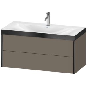Duravit XViu vanity unit XV4616OB290P 100x48cm, 2 drawers, 2000 tap hole, black matt, Rahmen P, flannel gray silk matt