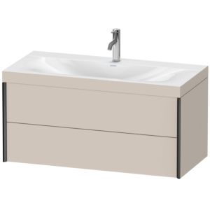 XViu Duravit vasque XV4616OB291C 100x48cm, 2 tiroirs, 2000 , noir mat, Cadres C, taupe mat