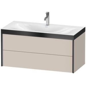 Duravit XViu vanity unit XV4616OB291P 100x48cm, 2 drawers, 2000 tap hole, matt black, Rahmen P, matt taupe
