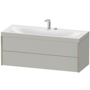 Duravit XViu Waschtisch-Unterschrank XV4617EB107C 120x48cm, 2 Schubkästen, 2 Hahnlöcher, champagner matt, Rahmen C, betongrau matt