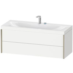 Duravit XViu Waschtisch-Unterschrank XV4617EB118C 120x48cm, 2 Schubkästen, 2 Hahnlöcher, champagner matt, Rahmen C, weiß matt