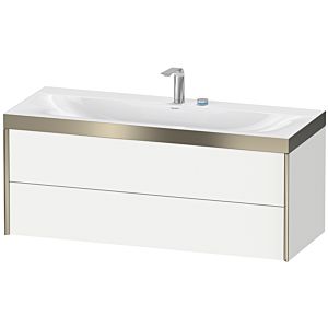 Duravit XViu Waschtisch-Unterschrank XV4617EB118P 120x48cm, 2 Schubkästen, 2 Hahnlöcher, champagner matt, Rahmen P, weiß matt