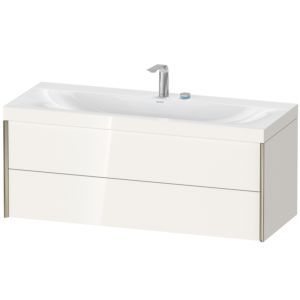 Duravit XViu vanity unit XV4617EB122C 120x48cm, 2 drawers, 2 tap holes, matt champagne, Rahmen C, high gloss white