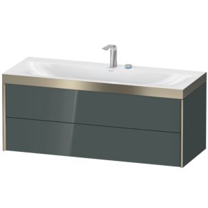 Duravit XViu vanity unit XV4617EB138P 120x48cm, 2 drawers, 2 tap holes, matt champagne, Rahmen P, dolomiti gray high gloss