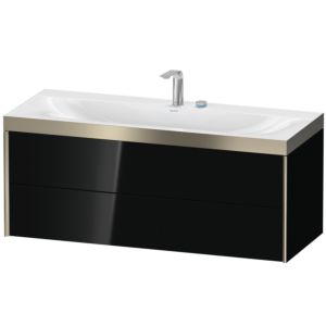 Duravit XViu Waschtisch-Unterschrank XV4617EB140P 120x48cm, 2 Schubkästen, 2 Hahnlöcher, champagner matt, Rahmen P, schwarz hochglanz