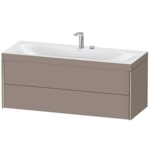 Duravit XViu vanity unit XV4617EB143C 120x48cm, 2 drawers, 2 tap holes, matt champagne, Rahmen C, matt basalt