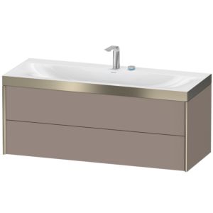 Duravit XViu Waschtisch-Unterschrank XV4617EB143P 120x48cm, 2 Schubkästen, 2 Hahnlöcher, champagner matt, Rahmen P, basalt matt