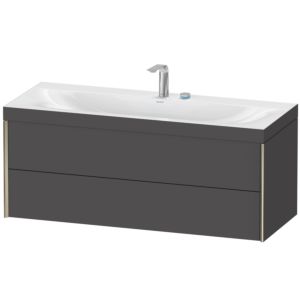 XViu Duravit vasque XV4617EB149C 120x48cm, 2 tiroirs, 2 trous pour robinetterie, champagne mat, Cadres C, graphite mat