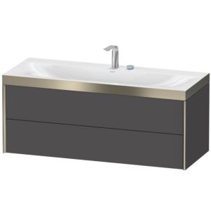 XViu Duravit vasque XV4617EB149P 120x48cm, 2 tiroirs, 2 trous pour robinetterie, champagne mat, Cadres P, graphite mat