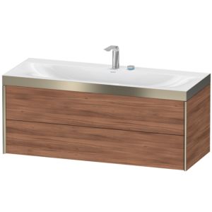 Duravit XViu vanity unit XV4617EB179P 120x48cm, 2 drawers, 2 tap holes, matt champagne, Rahmen P, natural walnut