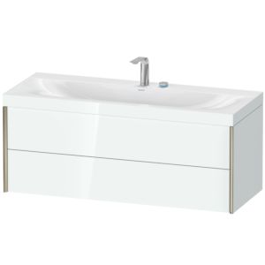 Duravit XViu Waschtisch-Unterschrank XV4617EB185C 120x48cm, 2 Schubkästen, 2 Hahnlöcher, champagner matt, Rahmen C, weiß hochglanz