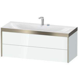 Duravit XViu Waschtisch-Unterschrank XV4617EB185P 120x48cm, 2 Schubkästen, 2 Hahnlöcher, champagner matt, Rahmen P, weiß hochglanz