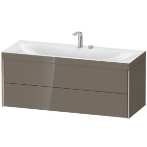 Duravit XViu Waschtisch-Unterschrank XV4617EB189C 120x48cm, 2 Schubkästen, 2 Hahnlöcher, champagner matt, Rahmen C, flannel grey hochglanz