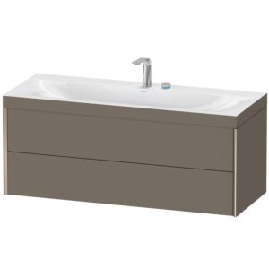 Duravit XViu Waschtisch-Unterschrank XV4617EB190C 120x48cm, 2 Schubkästen, 2 Hahnlöcher, champagner matt, Rahmen C, flannel grey seidenmatt