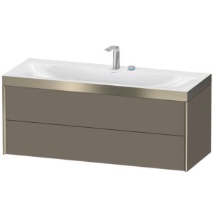 Duravit XViu vanity unit XV4617EB190P 120x48cm, 2 drawers, 2 tap holes, matt champagne, Rahmen P, flannel gray silk matt