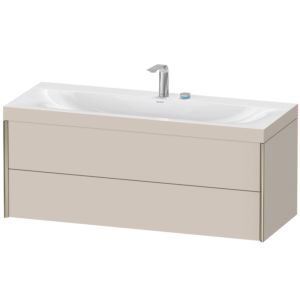 Duravit XViu Waschtisch-Unterschrank XV4617EB191C 120x48cm, 2 Schubkästen, 2 Hahnlöcher, champagner matt, Rahmen C, taupe matt