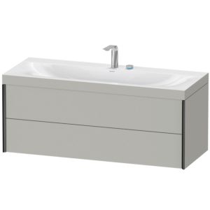 Duravit XViu Waschtisch-Unterschrank XV4617EB207C 120x48cm, 2 Schubkästen, 2 Hahnlöcher, schwarz matt, Rahmen C, betongrau matt