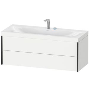 XViu Duravit vasque XV4617EB218C 120x48cm, 2 tiroirs, 2 trous pour robinetterie, noir mat, Cadres C, blanc mat