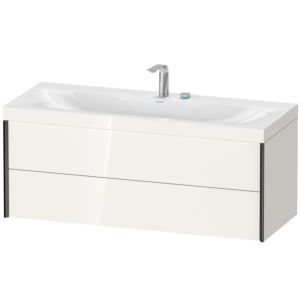 Duravit XViu Waschtisch-Unterschrank XV4617EB222C 120x48cm, 2 Schubkästen, 2 Hahnlöcher, schwarz matt, Rahmen C, weiß hochglanz