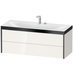 Duravit XViu vanity unit XV4617EB222P 120x48cm, 2 drawers, 2 tap holes, black matt, Rahmen P, white high gloss
