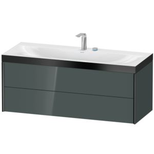 Duravit XViu vanity unit XV4617EB238P 120x48cm, 2 drawers, 2 tap holes, matt black, Rahmen P, dolomiti gray high gloss