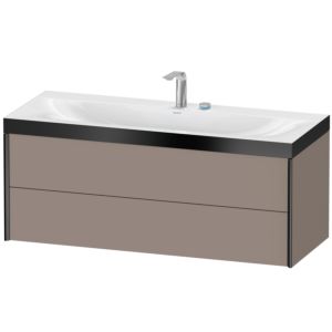 XViu Duravit vasque XV4617EB243P 120x48cm, 2 tiroirs, 2 trous pour robinetterie, noir mat, Cadres P, basalte mat