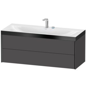 XViu Duravit vasque XV4617EB249P 120x48cm, 2 tiroirs, 2 trous pour robinetterie, noir mat, Cadres P, graphite mat