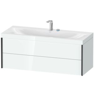 Duravit XViu Waschtisch-Unterschrank XV4617EB285C 120x48cm, 2 Schubkästen, 2 Hahnlöcher, schwarz matt, Rahmen C, weiß hochglanz