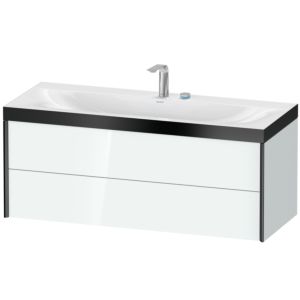 Duravit XViu vanity unit XV4617EB285P 120x48cm, 2 drawers, 2 tap holes, black matt, Rahmen P, white high gloss
