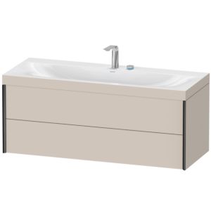 Duravit XViu Waschtisch-Unterschrank XV4617EB291C 120x48cm, 2 Schubkästen, 2 Hahnlöcher, schwarz matt, Rahmen C, taupe matt