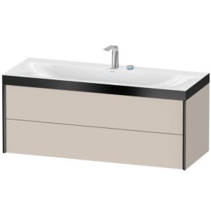 XViu Duravit vasque XV4617EB291P 120x48cm, 2 tiroirs, 2 trous pour robinetterie, noir mat, Cadres P, taupe mat