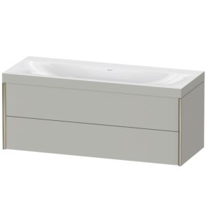 XViu Duravit vasque XV4617NB107C 120x48cm, 2 tiroirs, sans trou pour robinet, champagne mat, Cadres C, gris béton mat