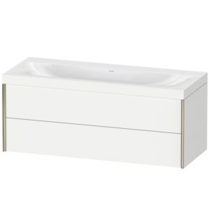 XViu Duravit vasque XV4617NB118C 120x48cm, 2 tiroirs, sans trou pour robinet, champagne mat, Cadres C, blanc mat