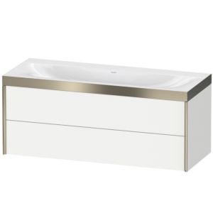 Duravit XViu vanity unit XV4617NB118P 120x48cm, 2 drawers, without tap hole, matt champagne, Rahmen P, matt white