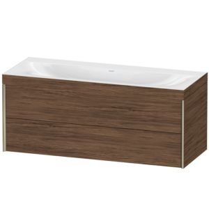 Duravit XViu vanity unit XV4617NB121C 120x48cm, 2 drawers, without tap hole, matt champagne, Rahmen C, dark walnut