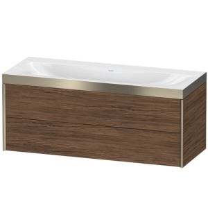 Duravit XViu vanity unit XV4617NB121P 120x48cm, 2 drawers, without tap hole, matt champagne, Rahmen P, dark walnut