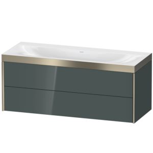 Duravit XViu vanity unit XV4617NB138P 120x48cm, 2 drawers, without tap hole, matt champagne, Rahmen P, dolomiti gray high gloss