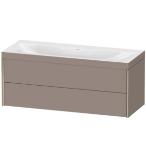 Duravit XViu Waschtisch-Unterschrank XV4617NB143C 120x48cm, 2 Schubkästen, ohne Hahnloch, champagner matt, Rahmen C, basalt matt