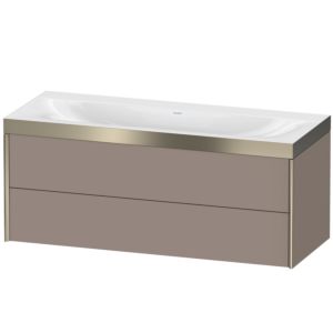 Duravit XViu vanity unit XV4617NB143P 120x48cm, 2 drawers, without tap hole, matt champagne, Rahmen P, matt basalt